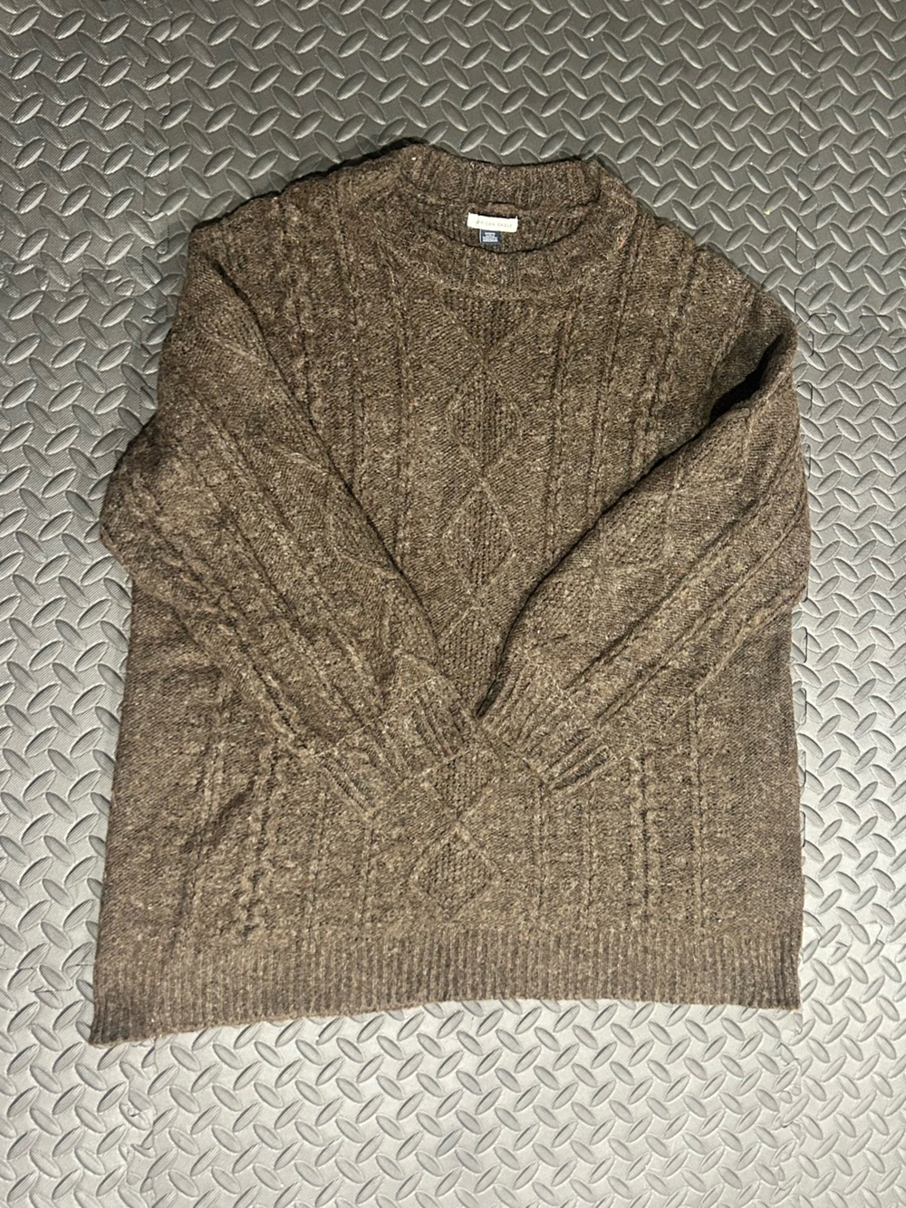 American Eagle Outfitters Brown Cable Knit Crewneck Sweater